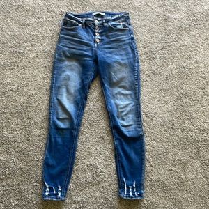 Womens KanCan High Waisted Skinny Distressed Button Fly Jeans Size 26